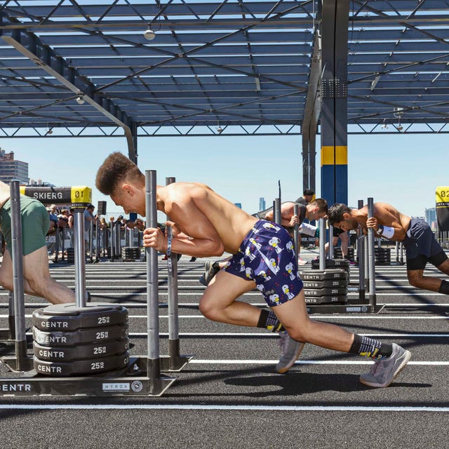 athlete competing in a Hyrox fitness event