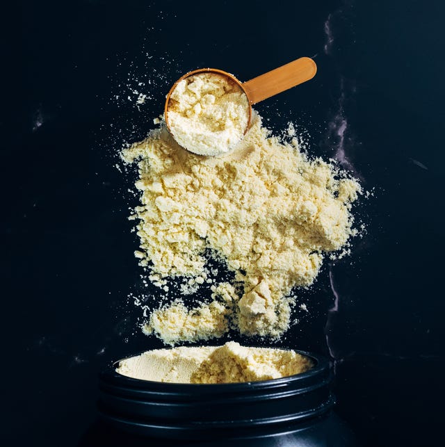 vanilla flavored protein shake. supplement for fitness and bodybuilding athletes.
