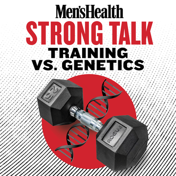 graphic with a 25 pound dumbbell and dna strand graphic with a 25 pound dumbbell and dna strand