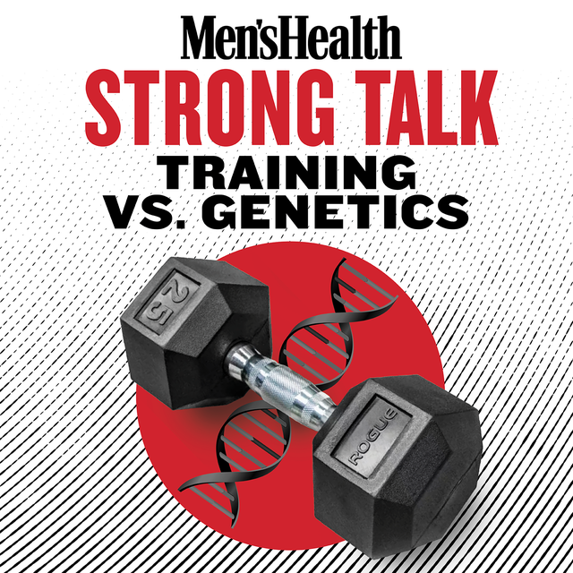 graphic with a 25 pound dumbbell and dna strand graphic with a 25 pound dumbbell and dna strand